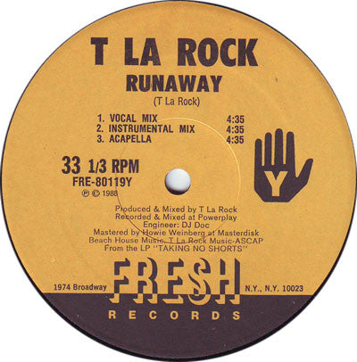 T La Rock : Love Blind / Runaway (12")