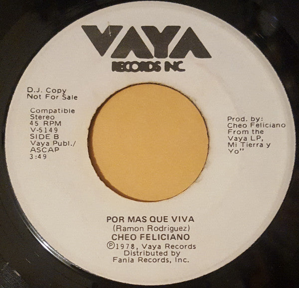 Cheo Feliciano : Ansia Loca / Por Mas Que Viva (7", Promo, DJ )