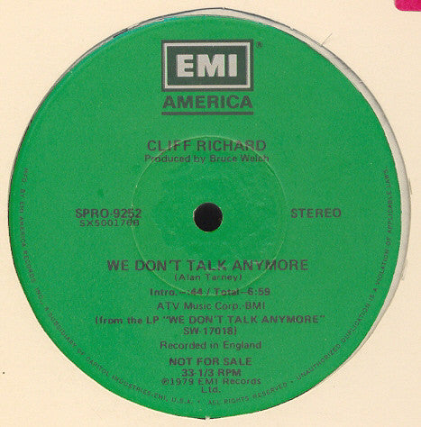 Cliff Richard : We Don't Talk Anymore (12", Promo)