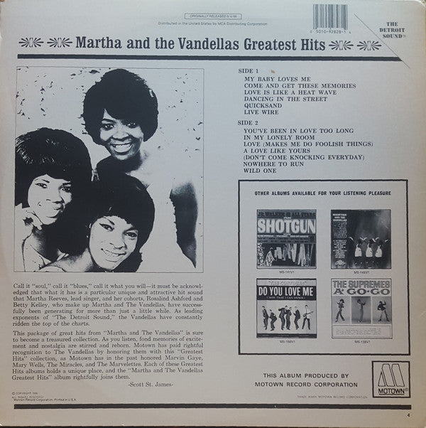 Martha And The Vandellas* : Greatest Hits (LP, Comp, RE)