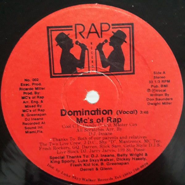 MC's Of Rap : Domination (12")