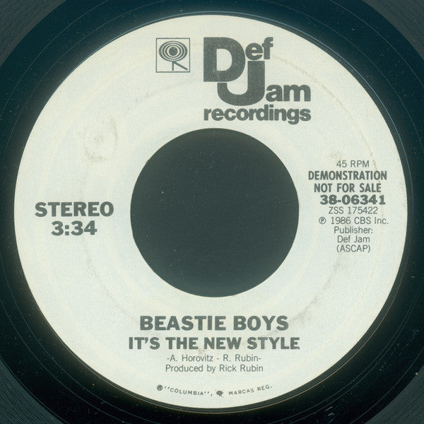 Beastie Boys : It's The New Style (7", Single, Promo, Styrene)