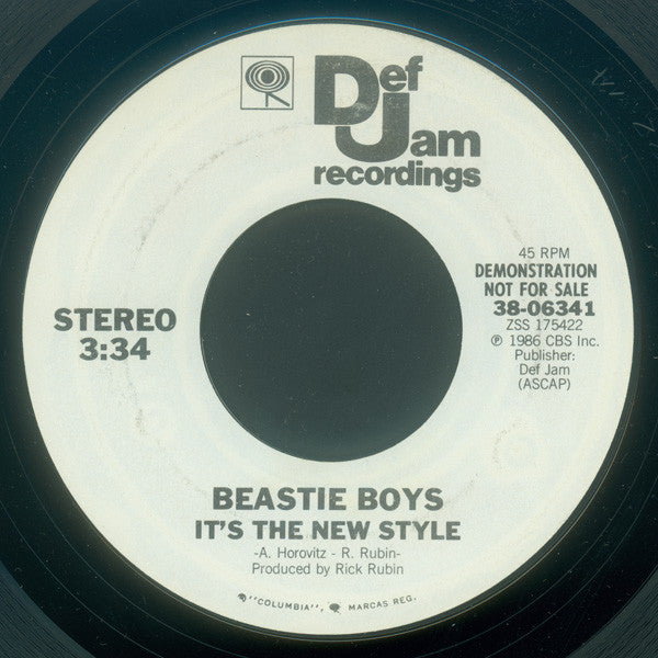 Beastie Boys : It's The New Style (7", Single, Promo, Styrene)