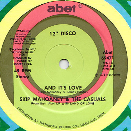 Skip Mahoaney & The Casuals* : Running Away From Love (12")