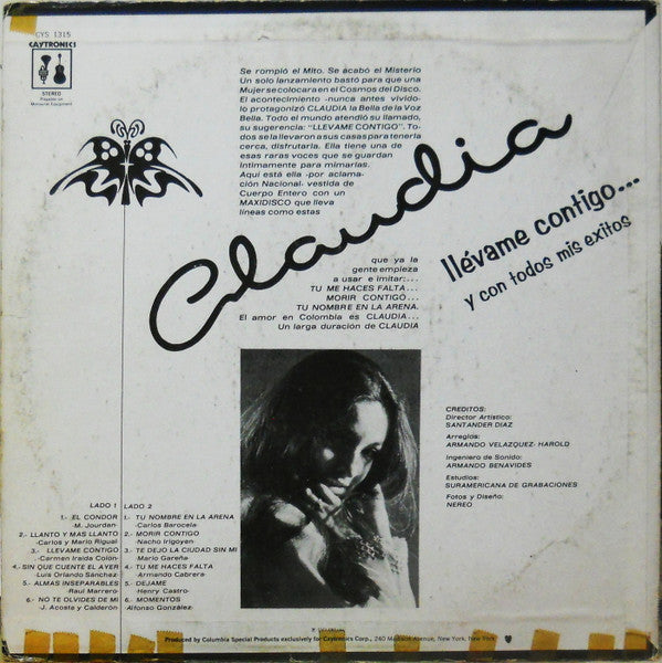 Claudia De Colombia : Llevame Contigo Y Con Todos Mis Exitos (LP, Album)