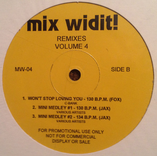 Various : Mix Widit! Remixes Volume 4 (12", Promo)