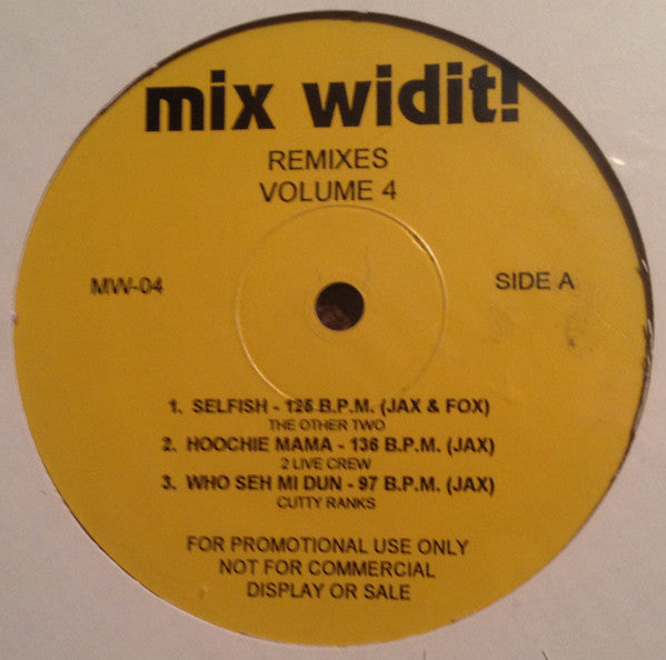 Various : Mix Widit! Remixes Volume 4 (12", Promo)