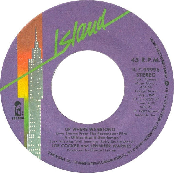 Joe Cocker And Jennifer Warnes : Up Where We Belong / Sweet Li'l Woman (7", Single, Spe)