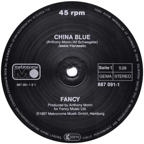 Fancy : China Blue (12", Maxi)