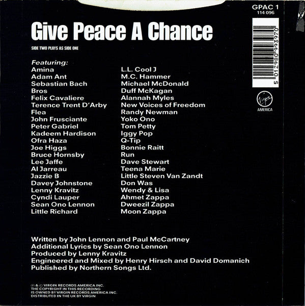 Peace Choir : Give Peace A Chance (7", Pap)