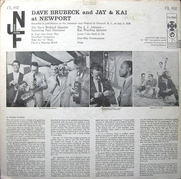 Dave Brubeck And Jay* & Kai* : At Newport (LP, Mono)