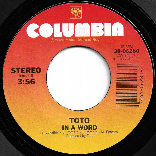 Toto : I'll Be Over You (7", Single)