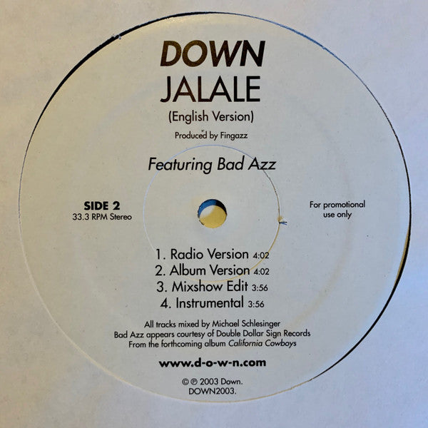 Down (4) : Jalale (12", Promo)