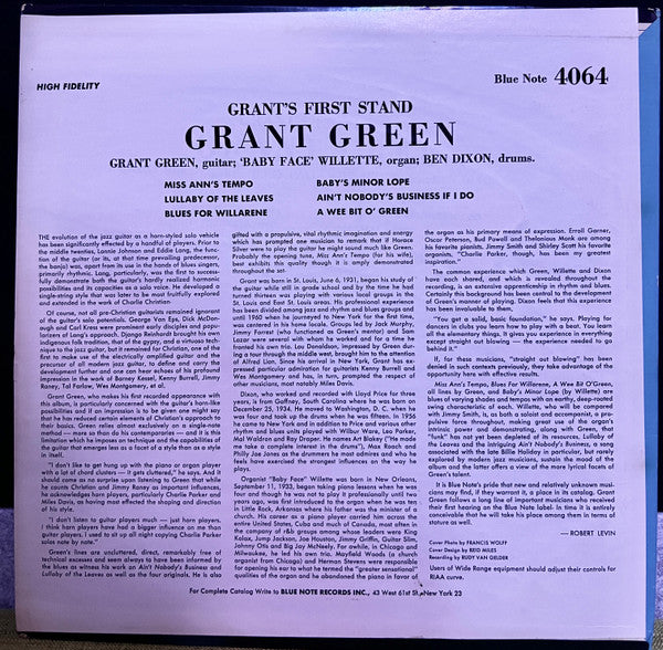 Grant Green : Grant's First Stand (LP, Album, Mono, RE)