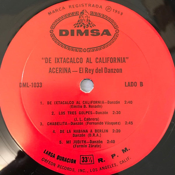 Acerina : De Ixtacalco Al California (LP, Album)