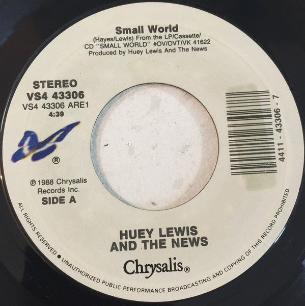 Huey Lewis & The News : Small World (7", RE, Styrene, Car)