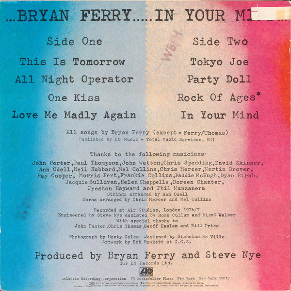 Bryan Ferry : In Your Mind (LP, Album, Pre)