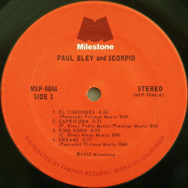 Paul Bley & Scorpio : Paul Bley & Scorpio (LP, Album)