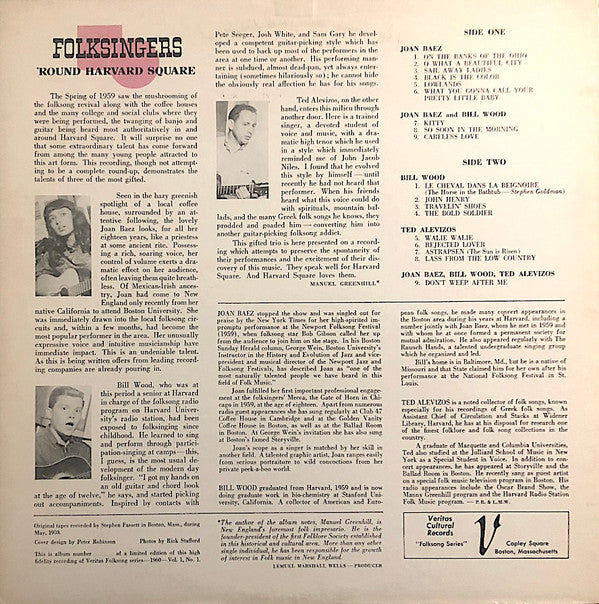 Joan Baez, Bill Wood (5), Ted Alevizos : Folksingers 'Round Harvard Square (LP, Album, Mono, RP, Ind)