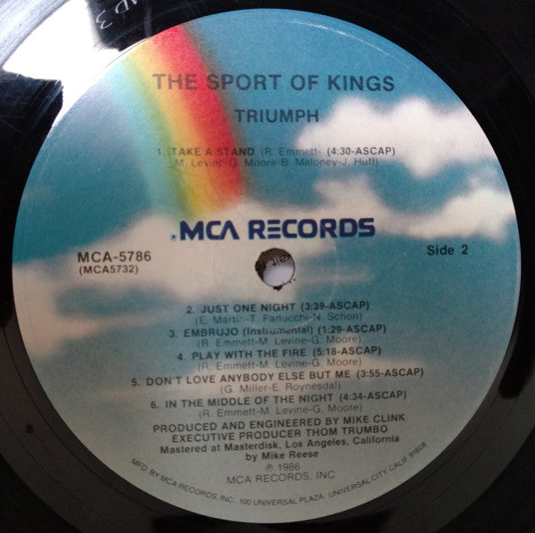 Triumph (2) : The Sport Of Kings (LP, Album, Pin)