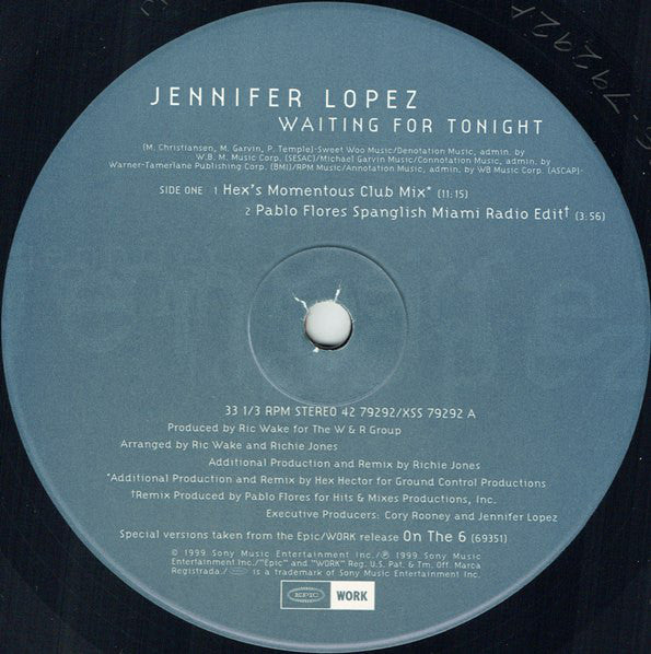 Jennifer Lopez : Waiting For Tonight (12", Maxi)