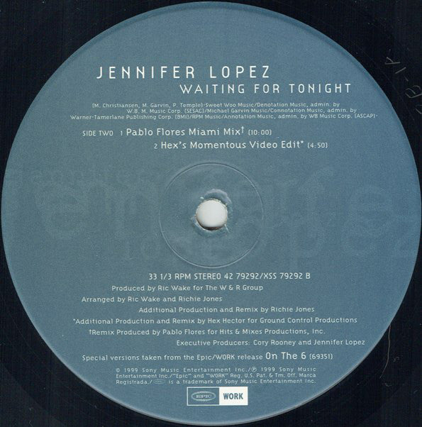 Jennifer Lopez : Waiting For Tonight (12", Maxi)