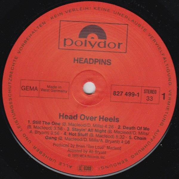 Headpins : Head Over Heels  (LP, Album)