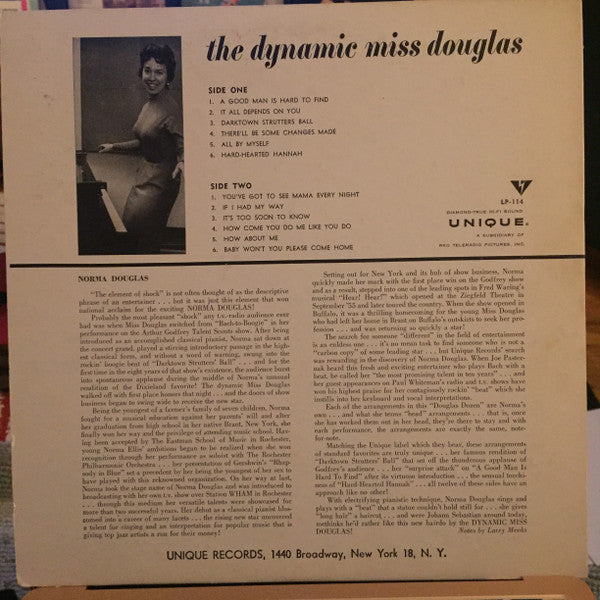 Norma Douglas : The Dynamic Miss Douglas (LP, Album, Mono)