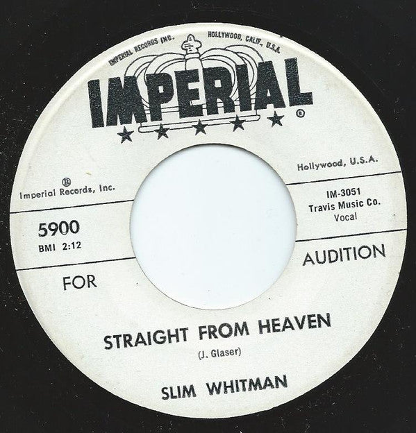 Slim Whitman : The Wayward Wind / Straight From Heaven (7", Promo)