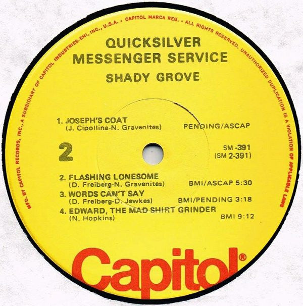 Quicksilver Messenger Service : Shady Grove (LP, Album, RE)