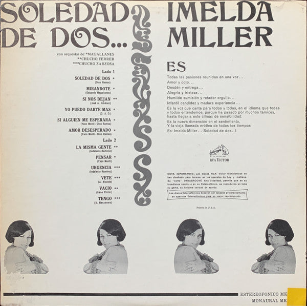 Imelda Miller : Soledad De Dos... (LP, Album, Mono)