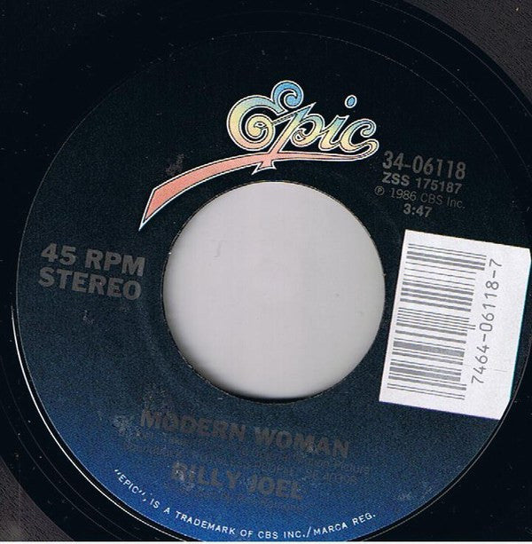 Billy Joel : Modern Woman (7", Single, Styrene, Pit)