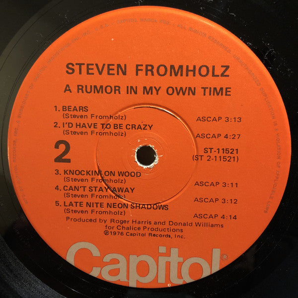 Steven Fromholz : A Rumor In My Own Time (LP, Album)