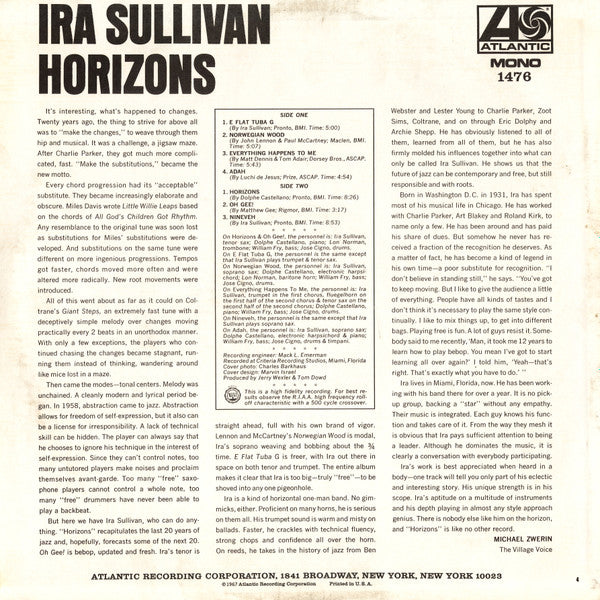 Ira Sullivan : Horizons (LP, Mono, CT)