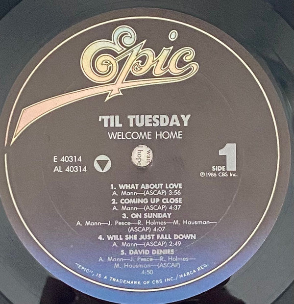 'Til Tuesday : Welcome Home (LP, Album, EDP)