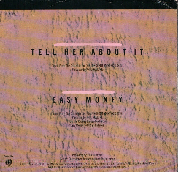 Billy Joel : Tell Her About It (7", Single, Styrene, Pit)