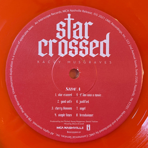 Kacey Musgraves : Star-Crossed (LP, Album, Ltd, Ora)