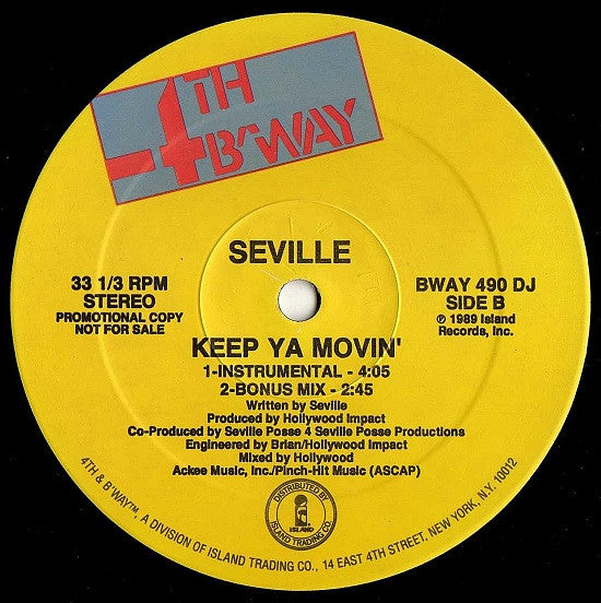 Seville : Keep Ya Movin' (12", Promo)