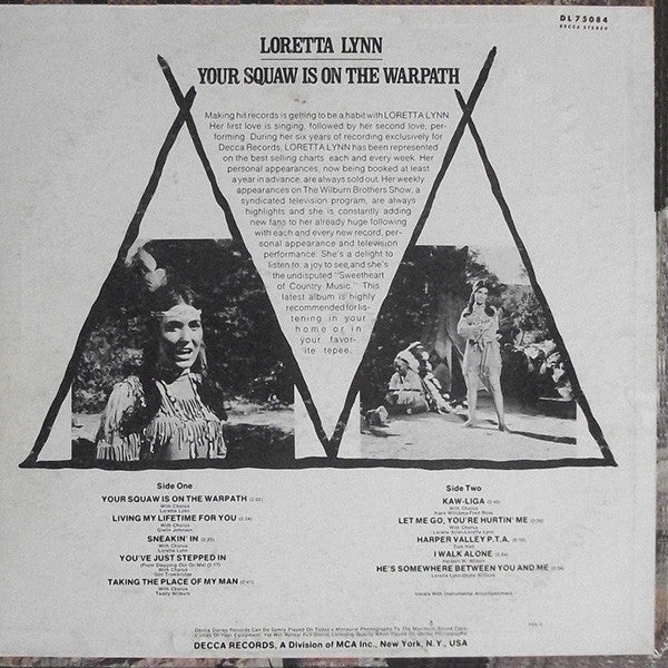 Loretta Lynn : Your Squaw Is On The Warpath (LP, Album, Pin)