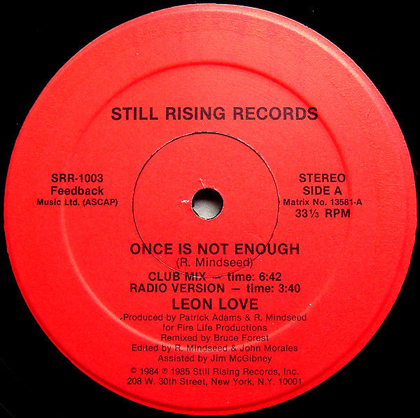 Leon Love : Once Is Not Enough (12")