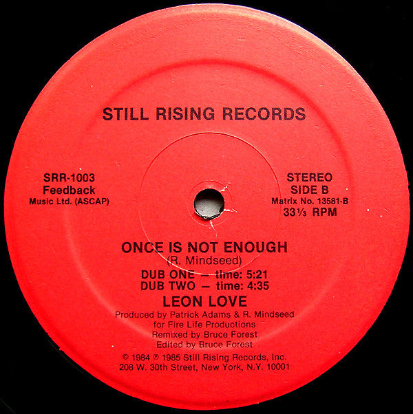 Leon Love : Once Is Not Enough (12")