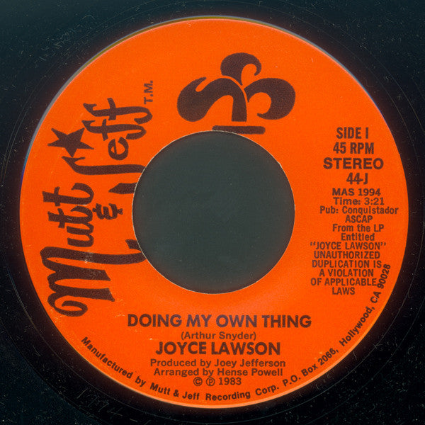 Joyce Lawson : Doing My Own Thing (7", Single)