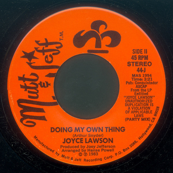 Joyce Lawson : Doing My Own Thing (7", Single)