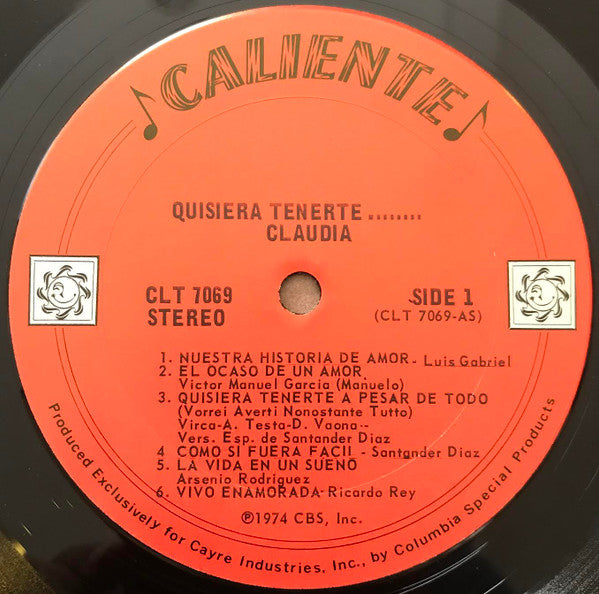 Claudia De Colombia : Quisiera Tenerte (LP, Album)