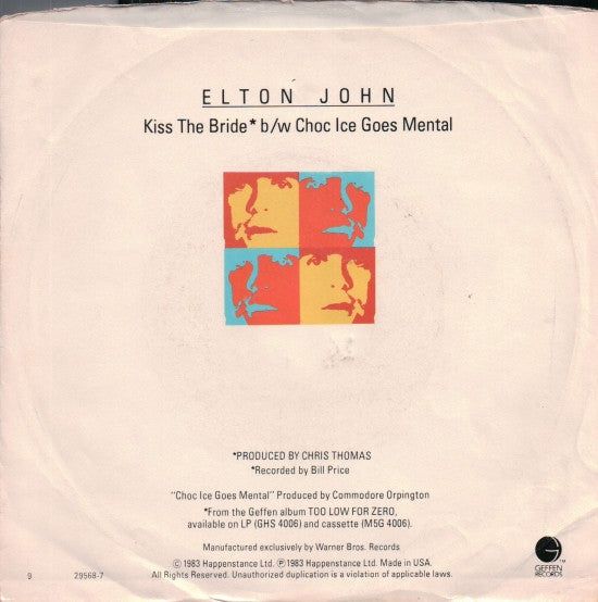 Elton John : Kiss The Bride (7", Single, Spe)