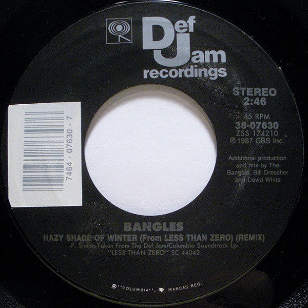 Bangles : Hazy Shade Of Winter (7", Single, Styrene)