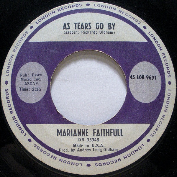 Marianne Faithfull : As Tears Go By (7", Single, Styrene)