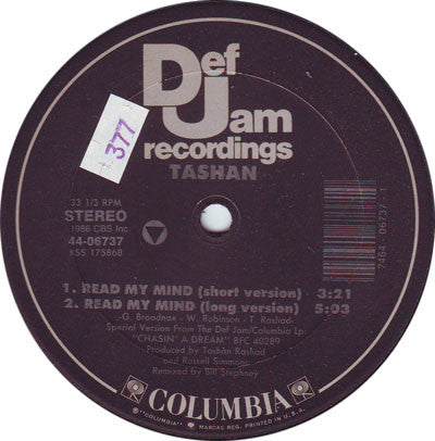 Tashan : Read My Mind B/W Got The Right Attitude (12", Single)