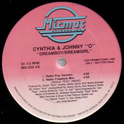 Cynthia & Johnny O : Dreamboy/Dreamgirl (12", Promo)