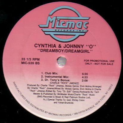 Cynthia & Johnny O : Dreamboy/Dreamgirl (12", Promo)